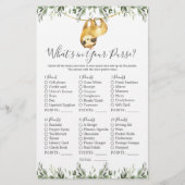 ナマケモノ赤ちゃんシャワーあなたの財布の中にあるものを (正面)