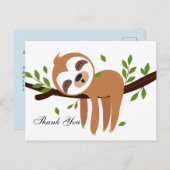 ナマケモノ，かわいいサンキューカード インビテーションポストカード (正面/裏面)