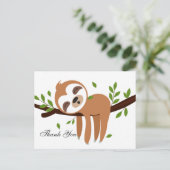 ナマケモノ，かわいいサンキューカード インビテーションポストカード (スタンド正面)