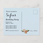 ナマケモノ，かわいいナマケモノ，動物のイラストレーション インビテーションポストカード (裏面)