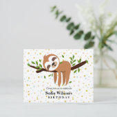 ナマケモノ，かわいいナマケモノ，動物のイラストレーション インビテーションポストカード (スタンド正面)