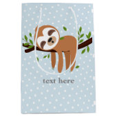 ナマケモノ，かわいいナマケモノ，動物のイラストレーション ミディアムペーパーバッグ (正面)