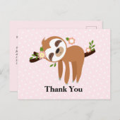 ナマケモノ，かわいいナマケモノ，動物のサンキューカード インビテーションポストカード (正面/裏面)