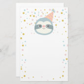 ナマケモノ，かわいいナマケモノ，動物イラストレーション 便箋 (正面/裏面)