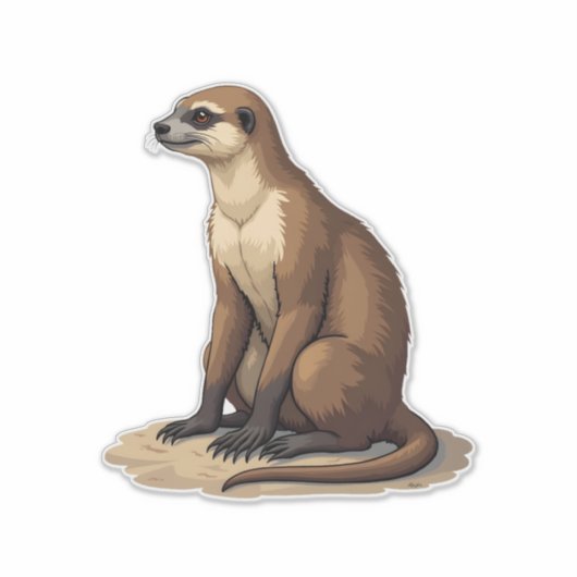 ナマケモノ アンティーク 銅版画 レトロ グラフィック (2) シール (正面)
