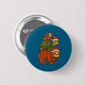 ナマケモノ カメ カタツムリ クリスマス 缶バッジ (正面&裏面)