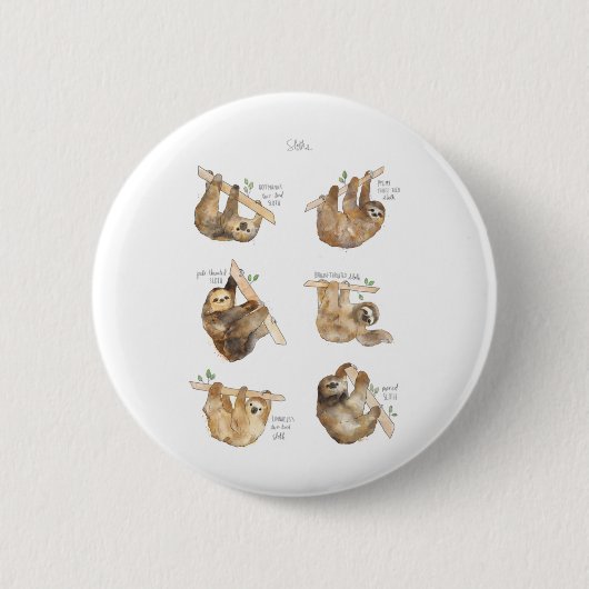 ナマケモノ クラシック 缶バッジ (正面)