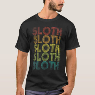 ナマケモノ ビンテージ レトロ 日の入り 動物 文字 Tシャツ