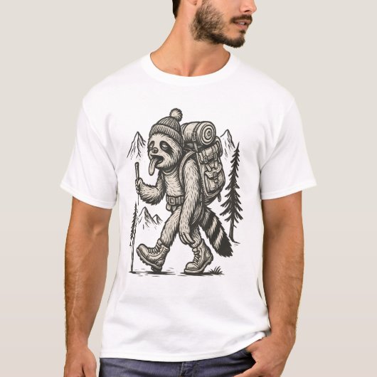 ナマケモノ 怠け者 ナマケモノ ハイキング Tシャツ (正面)