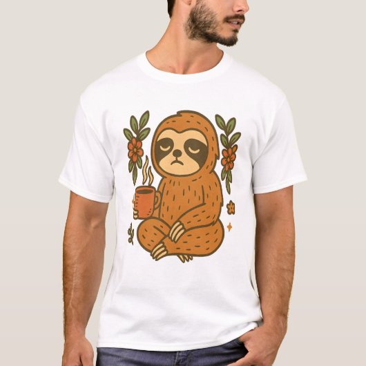 ナマケモノ 怠惰 眠い ナマケモノ Tシャツ (正面)