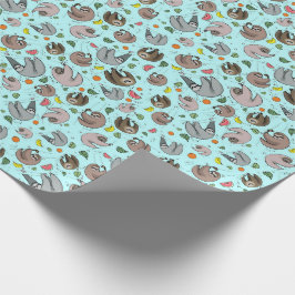 ナマケモノ（青） ラッピングペーパー