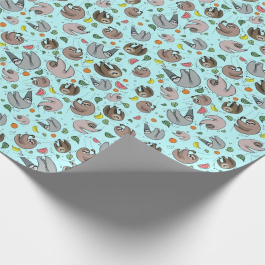 ナマケモノ（青） ラッピングペーパー (角)