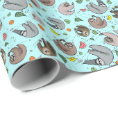 ナマケモノ（青） ラッピングペーパー (ロールコーナー)