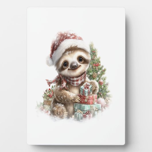 ナマケモノTシャツ クリスマス サンタ帽子 フォトプラーク (正面)