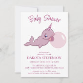 ナマコピンク | ガーリー カワイイ チビ バブルガム シャワー 招待状 (正面)