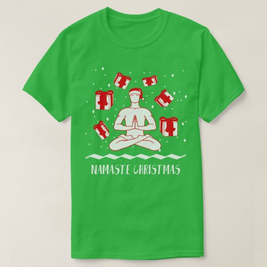 ナマステおもしろいクリスマスヨガクリスマスTシャツホール Tシャツ (デザイン正面)
