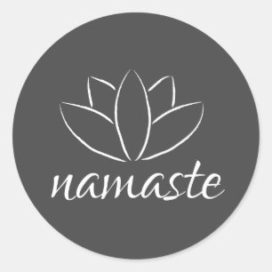 ナマステのはすの花の手書きのヨガ ラウンドシール