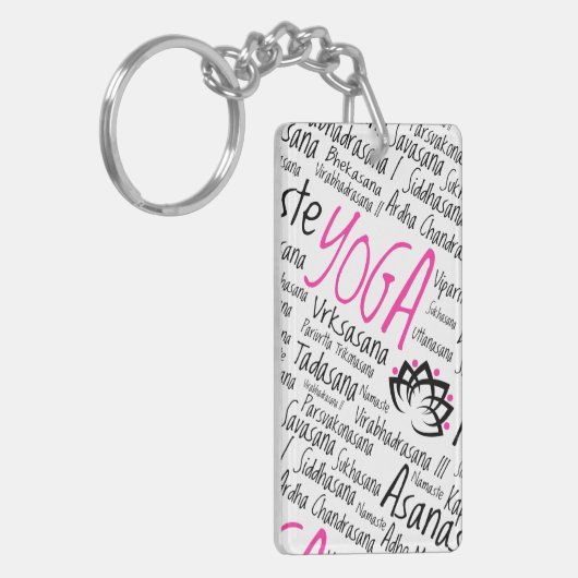 ナマステのヨガはAsanaの姿勢のSanskrit名前を置きます キーホルダー (正面左)