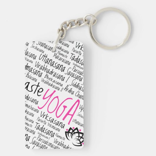 ナマステのヨガはAsanaの姿勢のSanskrit名前を置きます キーホルダー (裏面)