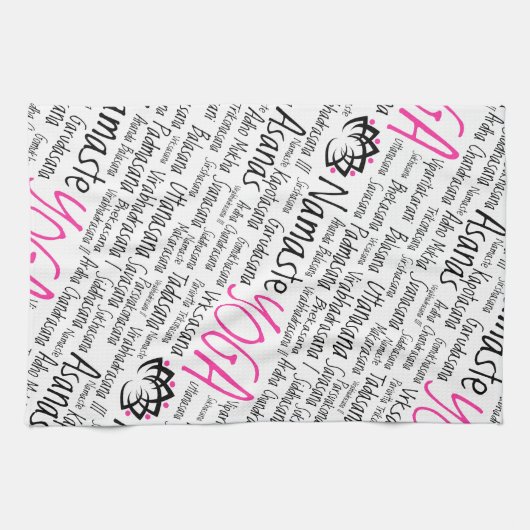 ナマステのヨガAsanasはSanskritの名前を置きます キッチンタオル (横)