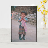 ナマステの女の子 カード (黄色い花)