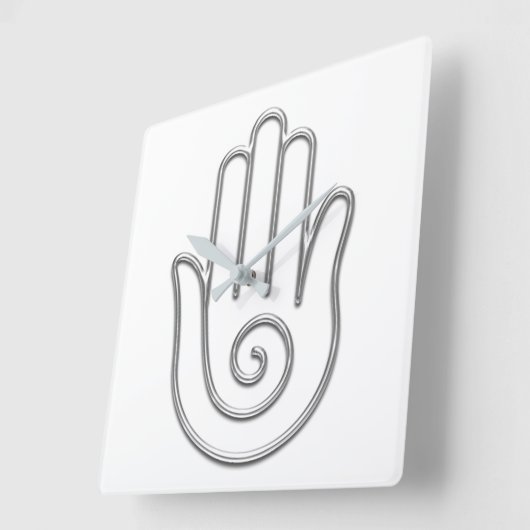 ナマステの挨拶の灰色白手Joga スクエア壁時計 (傾斜)