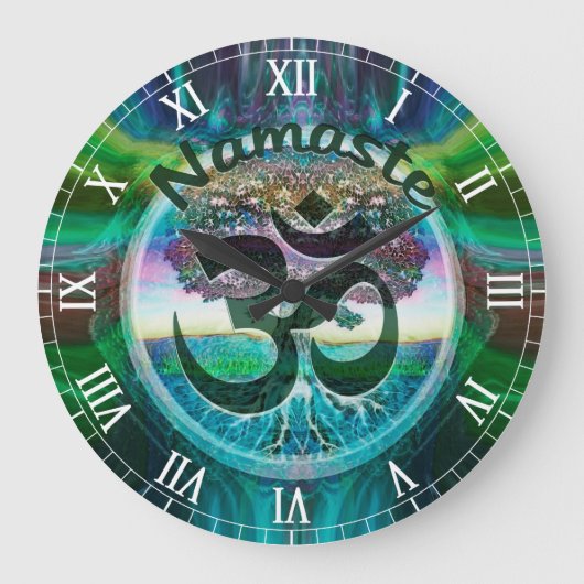 ナマステの生命の樹 ラウンド壁時計 (正面)