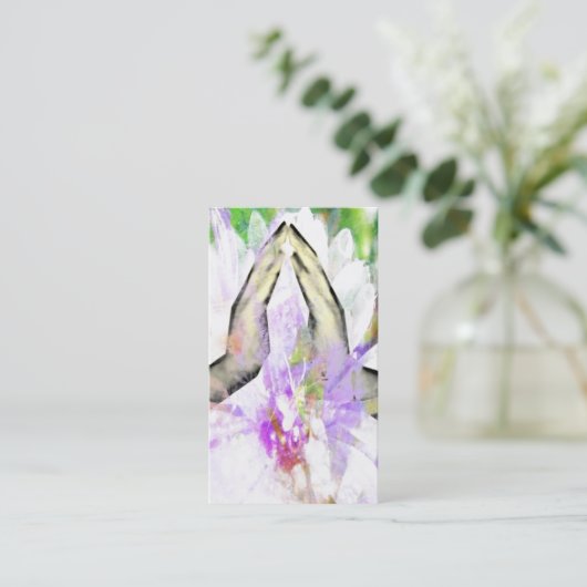 ナマステの祈りの言葉祈る手の名刺 名刺 (スタンド正面)