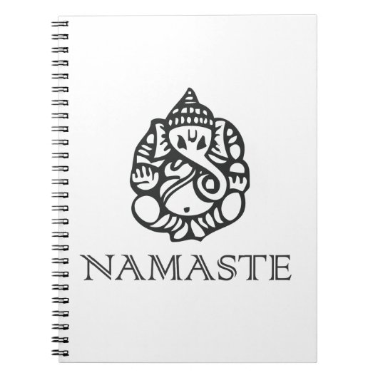 ナマステのGaneshのクールなデザインB/W ノートブック (正面)
