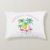 ナマステは禅のヨガの熱帯おもしろいのグラフィックを浜に引き上げます アクセントクッション (正面)