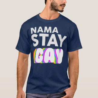 ナマステイおもしろいゲイLBGTプライド認識度月s  Tシャツ