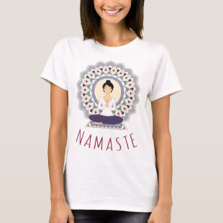 ナマステインLotus Pose - Yoga Asana Woman T-shirt Tシャツ