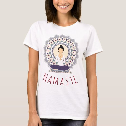 ナマステインLotus Pose - Yoga Asana Woman T-shirt Tシャツ (正面)