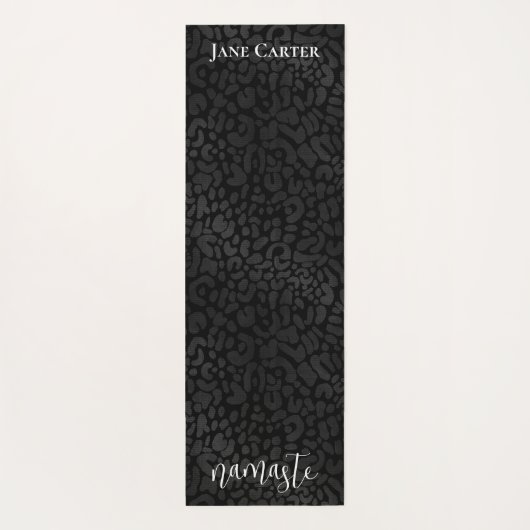 ナマステエレガントブラックヒョウパーソナライズされた ヨガマット (裏面)