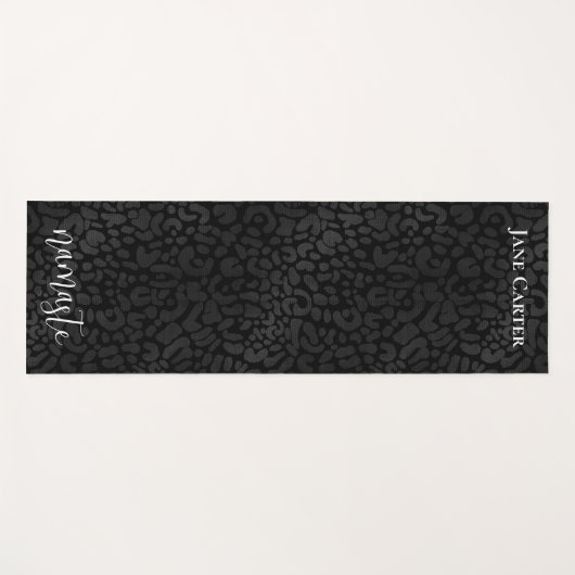 ナマステエレガントブラックヒョウパーソナライズされた ヨガマット (正面(横))
