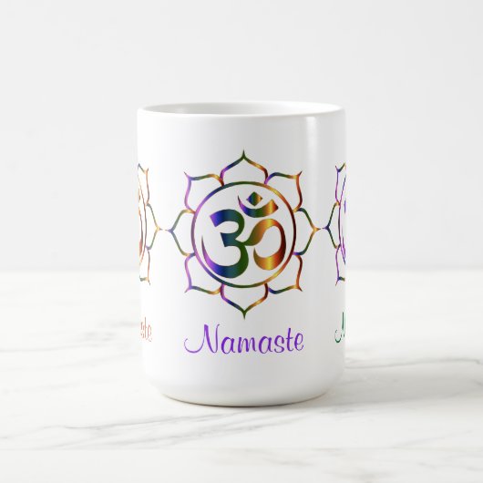 ナマステオウムオム&ロータス角柱式レインボー コーヒーマグカップ (中央)