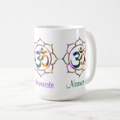 ナマステオウムオム&ロータス角柱式レインボー コーヒーマグカップ (正面右)