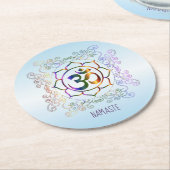 ナマステオウム(Om)ロータス角柱装飾品 ラウンドペーパーコースター (アングル)