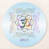 ナマステオウム(Om)ロータス角柱装飾品 ラウンドペーパーコースター (正面)