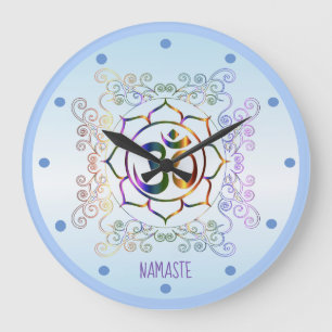 ナマステオウム(Om)ロータス角柱装飾品 ラージ壁時計