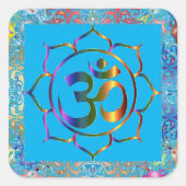 ナマステオムロータスレインボーパーソナライズされたヴィンテージ スクエアシール (正面)