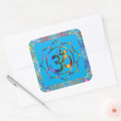 ナマステオムロータスレインボーパーソナライズされたヴィンテージ スクエアシール (封筒)