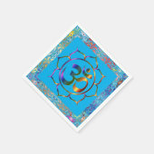 ナマステオムロータスレインボーパーソナライズされたヴィンテージ スタンダードカクテルナプキン (角)