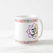 ナマステオムロータスレインボー縁どヴィンテージスピリチュアル コーヒーマグカップ (正面右)