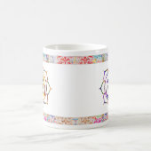 ナマステオムロータスレインボー縁どヴィンテージスピリチュアル コーヒーマグカップ (中央)