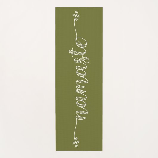 ナマステオリーブグリーンお洒落スクリプトフィットネス ヨガマット (正面)