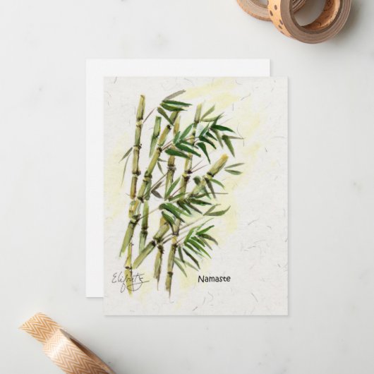 ナマステオン竹敬意と丁寧な挨拶 ノートカード (正面/裏面インサイチュ)
