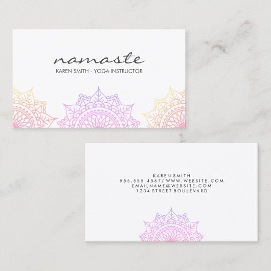 ナマステカラフルヨガトライバルパターン 名刺 (正面/裏面)