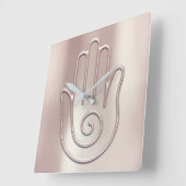 ナマステグリーティングアーバンジョガピンクパールハローハンド スクエア壁時計 (傾斜)