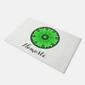 ナマステグリーンフラワースピリチュアルロータスマンダラホワイト ドアマット (アングル)